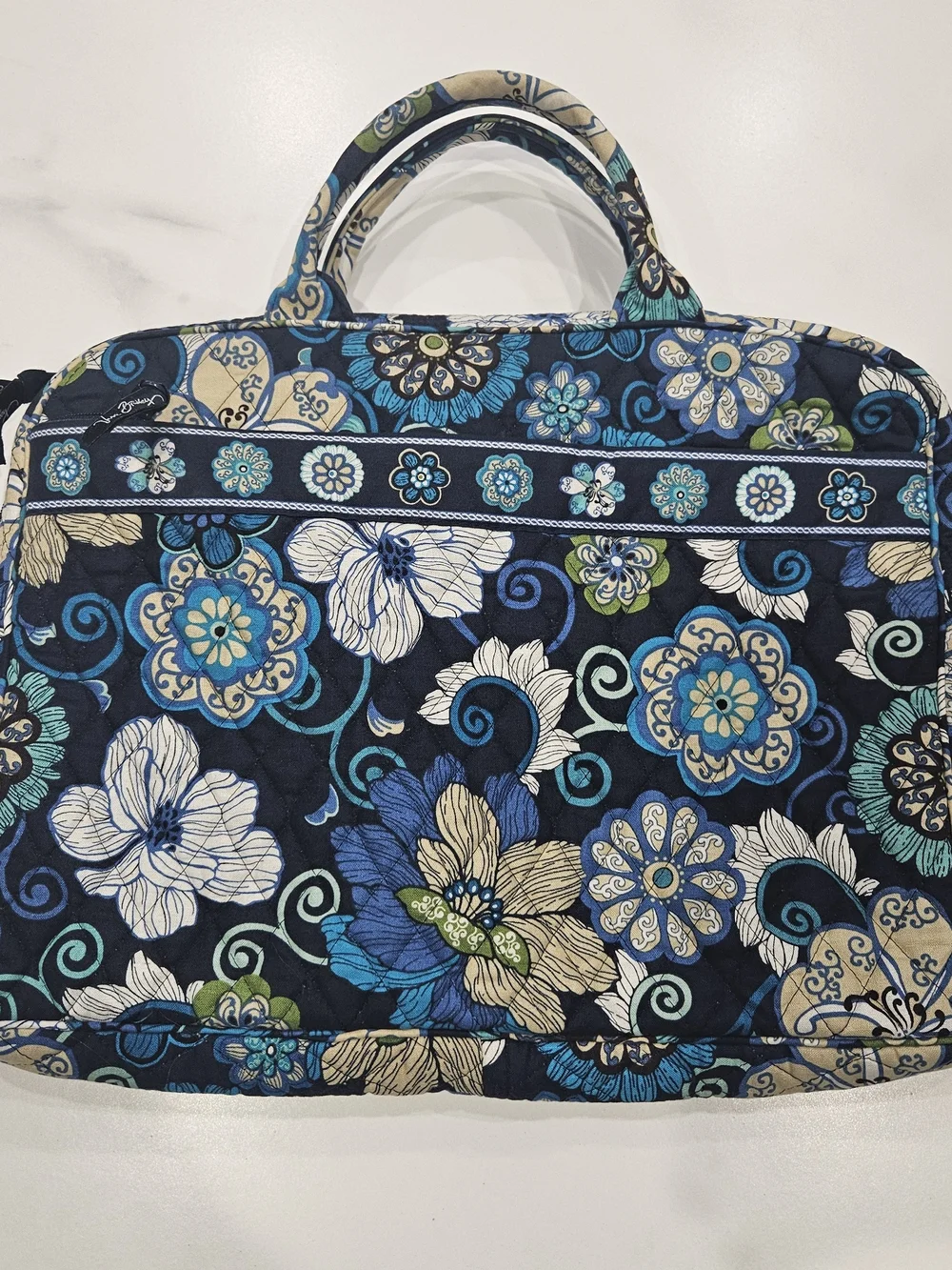 Vera Bradley Navy Small Floral Quilted  Tote